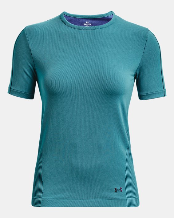 Women's UA RUSH™ Seamless Short Sleeve, Blue, pdpMainDesktop image number 6